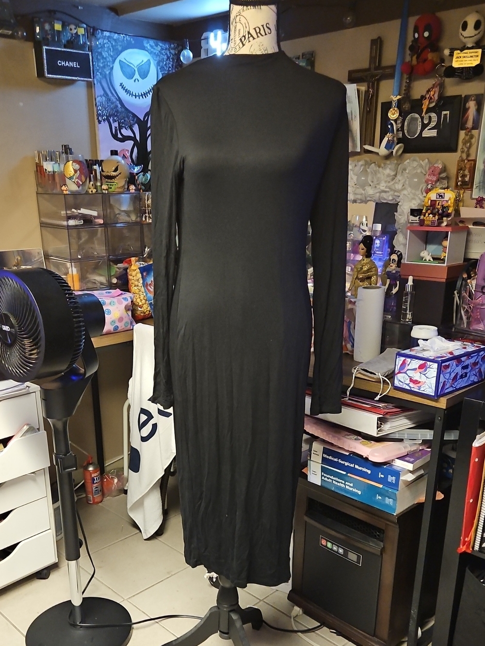 Fashion Nova Black Long-Sleeve Midi Dress